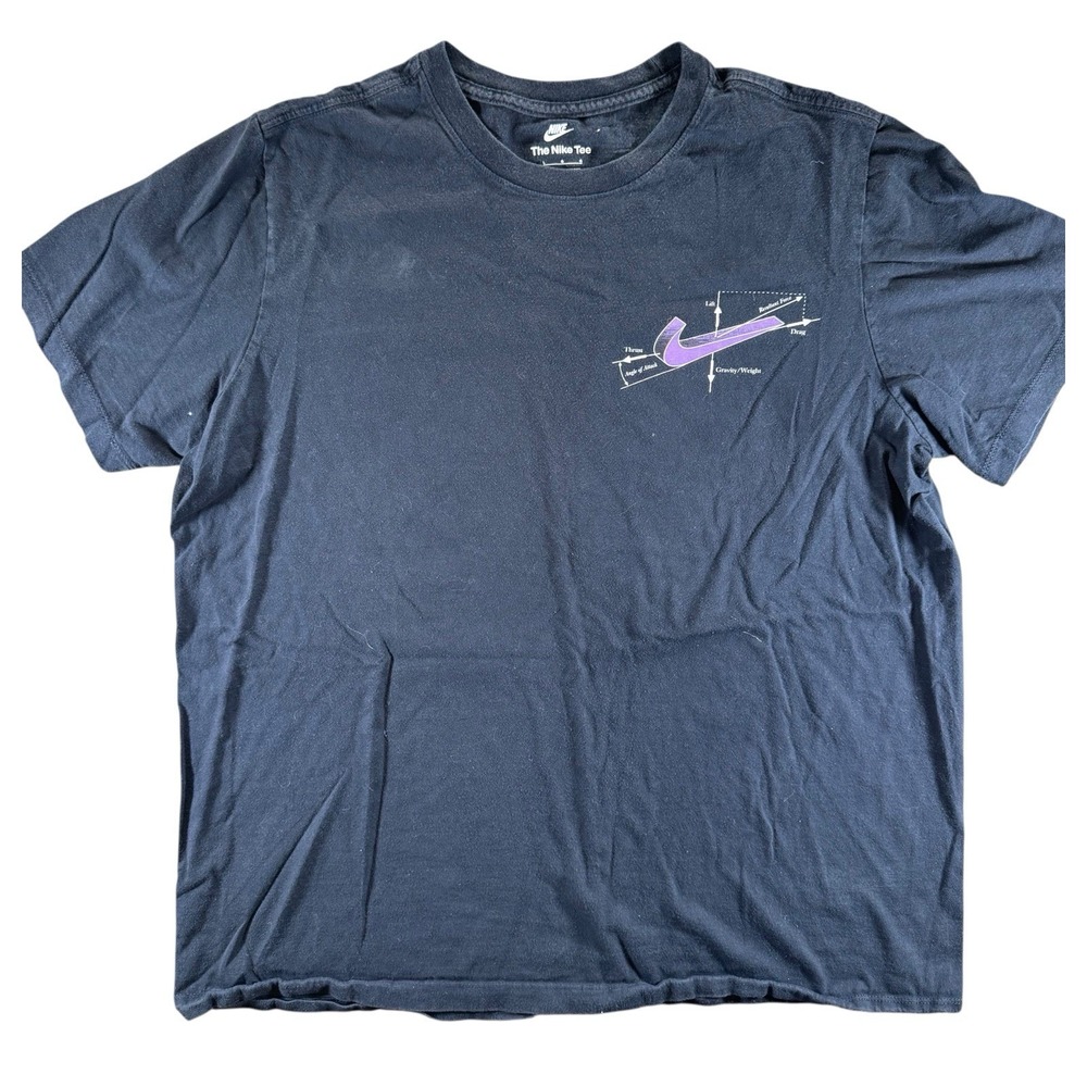 Nike Air-O-Dynamic Swoosh T-Shirt Black Mens Large Aerodynamics Graphic